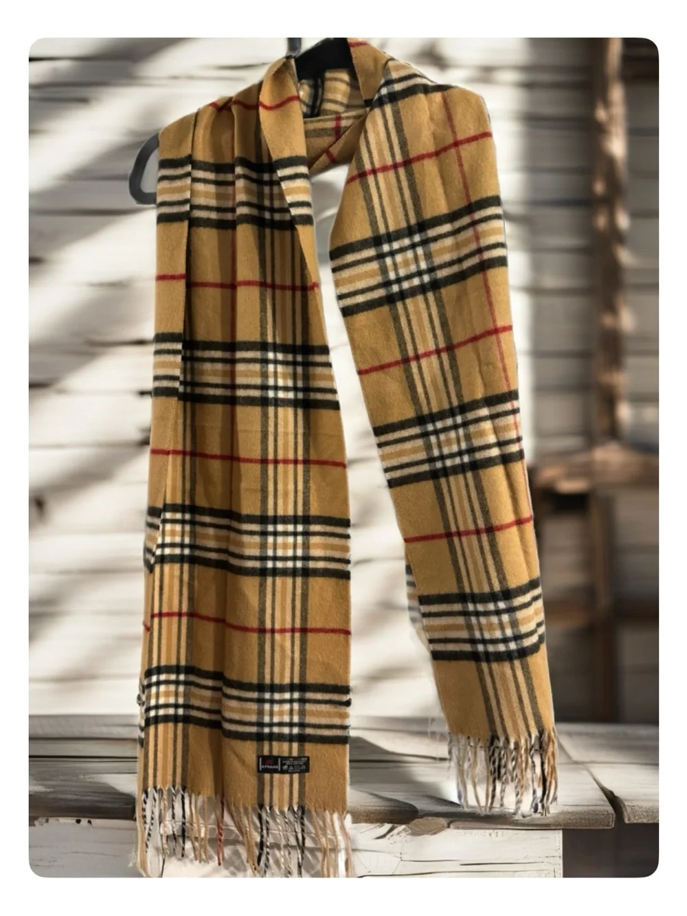 Classic Plaid Wool Scarf in Mustard Designer inspired
